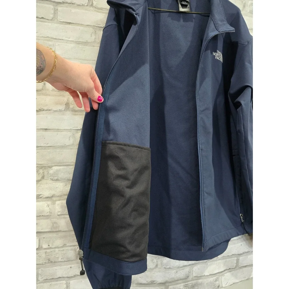 The North Face Apex‎ Men XL Full Zip Hooded Softshell Jacket Blue Drawstring Hem